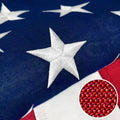 American flag star field close-up with textured blue fabric detail