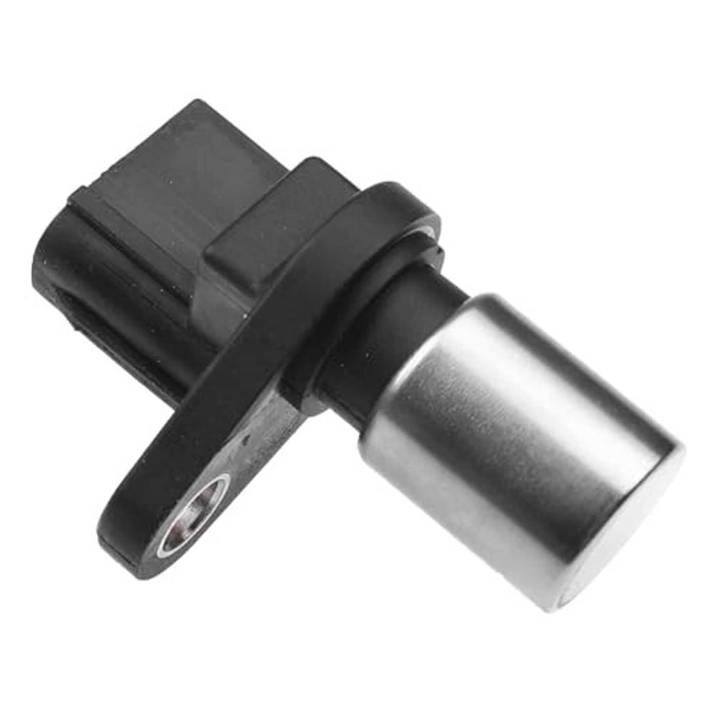 Crankshaft position sensor side view with black housing, metal probe tip, and bracket