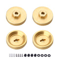 Brass hex wheel weight adapter, round plate with 4mm hole and locknuts set