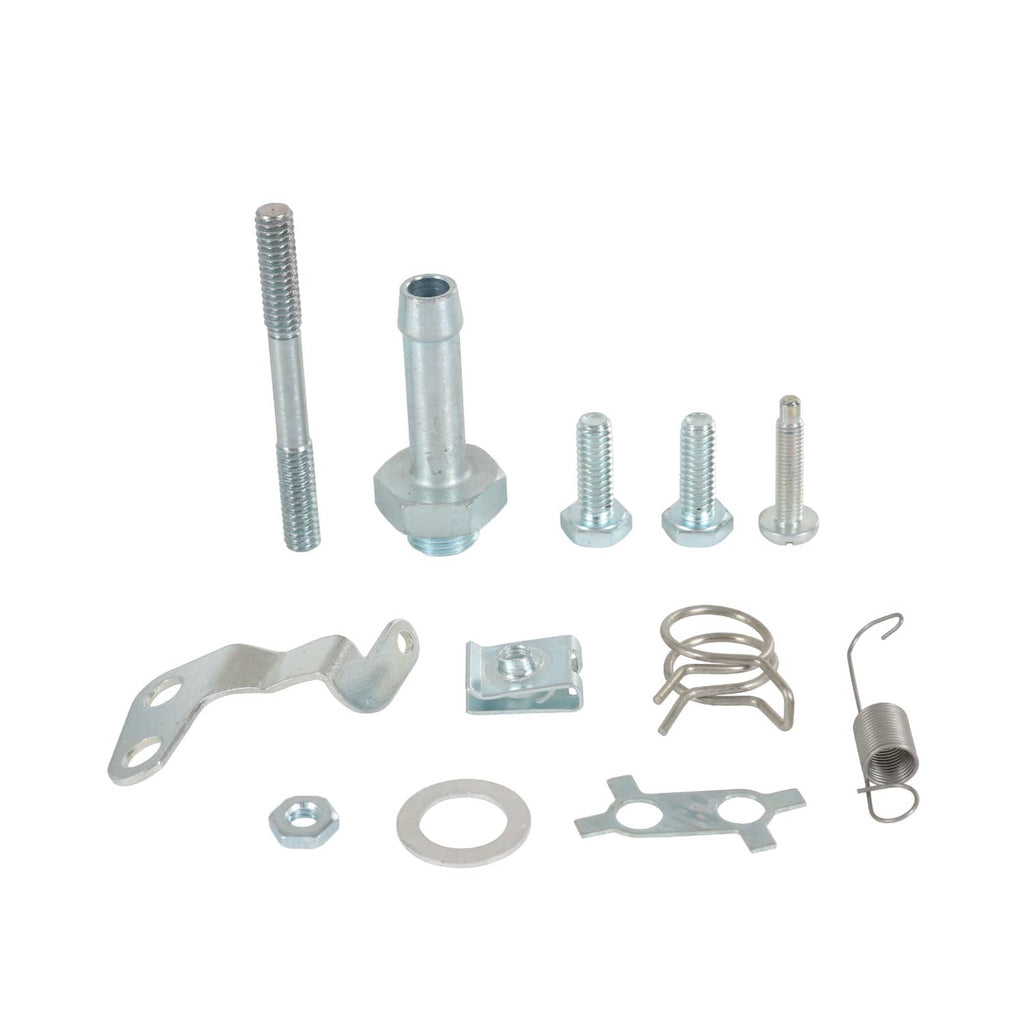 Carburetor mounting hardware kit with screws, clips, springs, and small parts