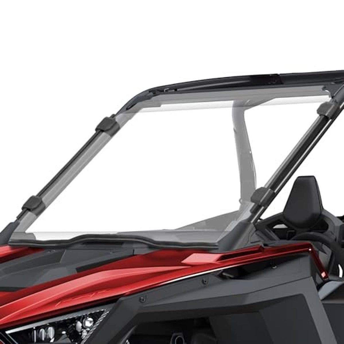 UTV full windshield with clear polycarbonate panel and black mounting frame