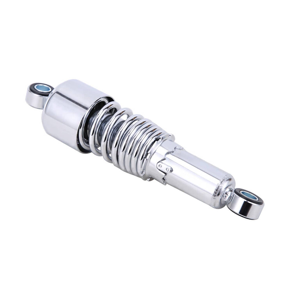 Chrome rear shock absorber with coil spring and end eyelet mounts