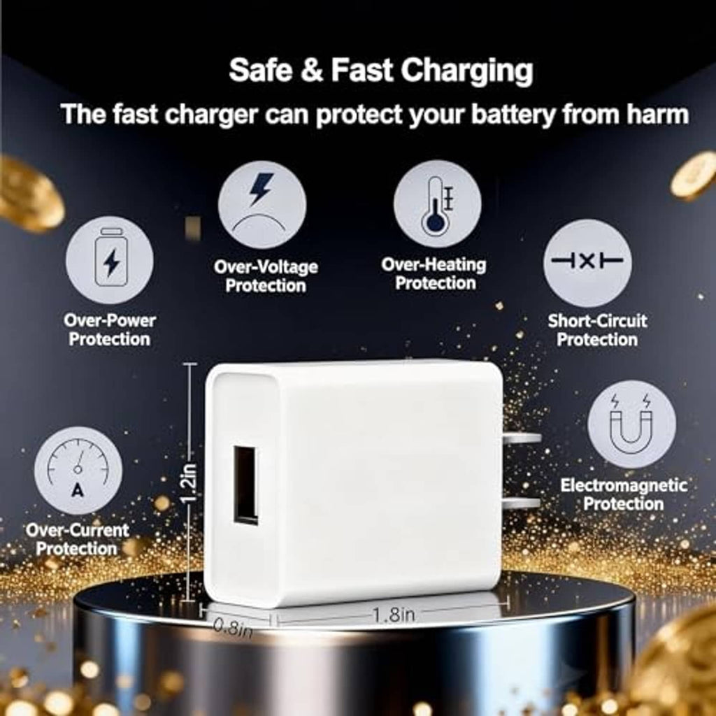White USB wall charger adapter with rectangular port and compact charging cable