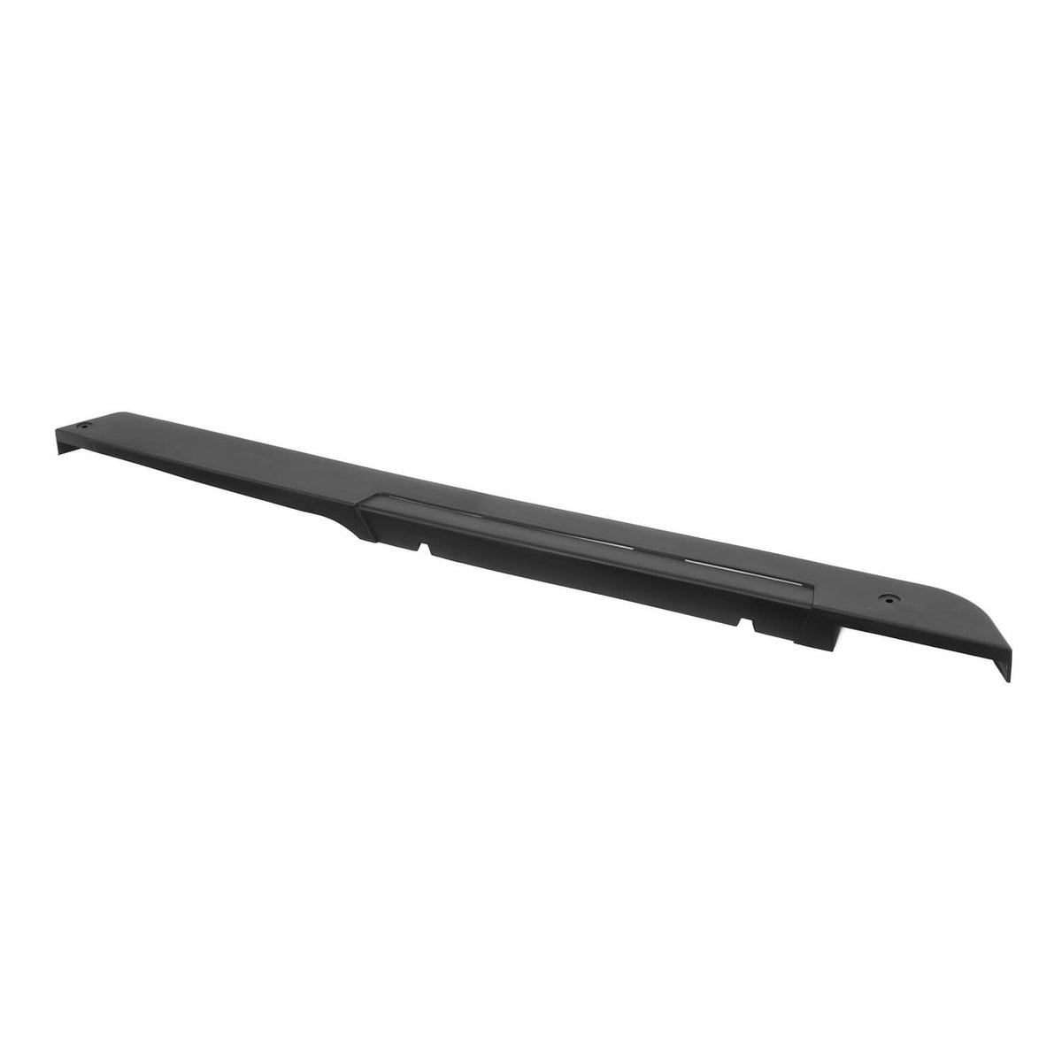 Black rocker panel, curved side profile with locking tabs and center slot