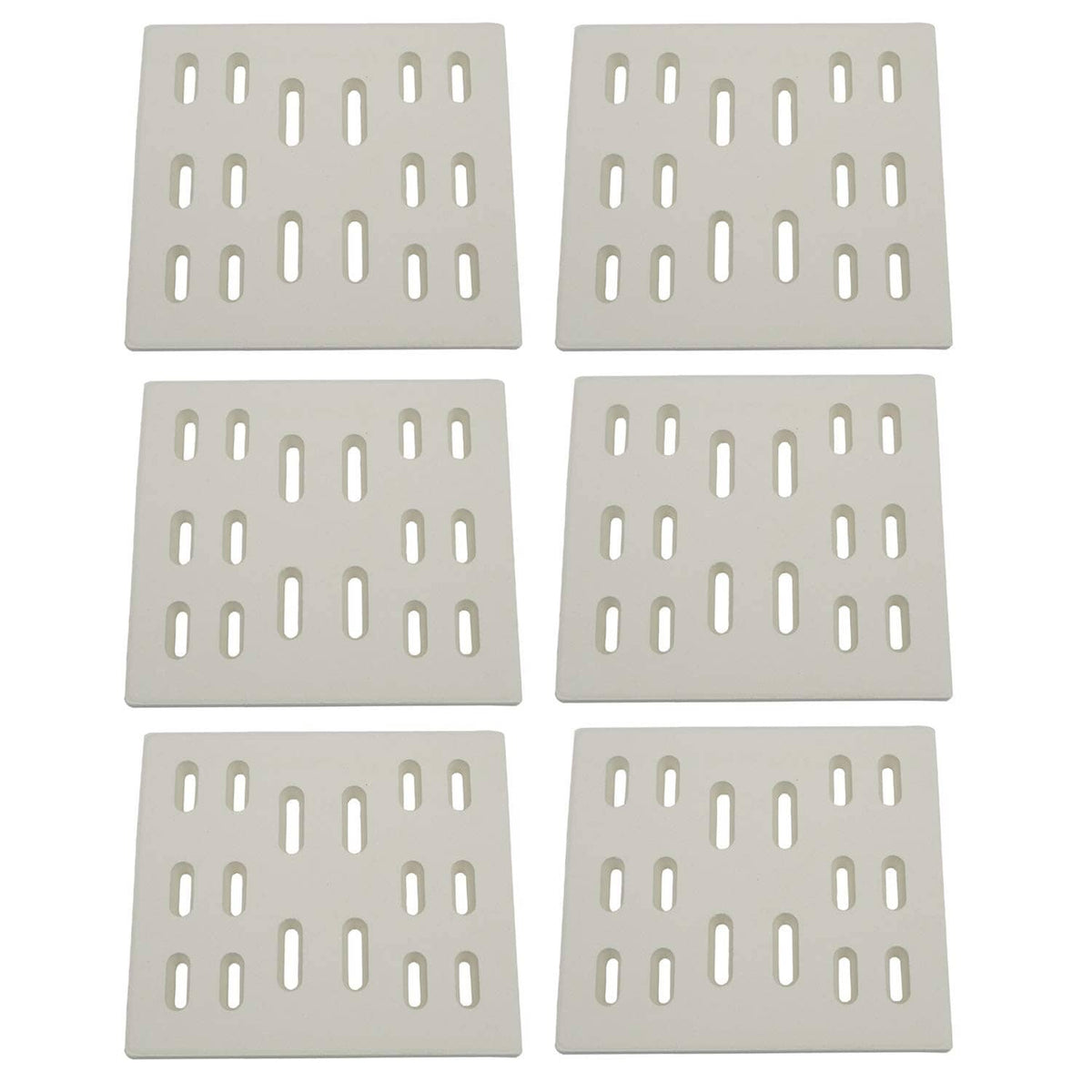 Set of 6 ceramic radiant burner covers, rectangular with vent holes