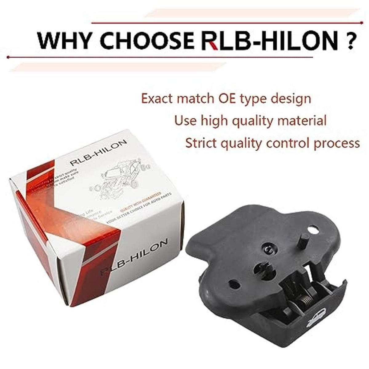 Hood release handle latch assembly, dark plastic housing with mounting hardware