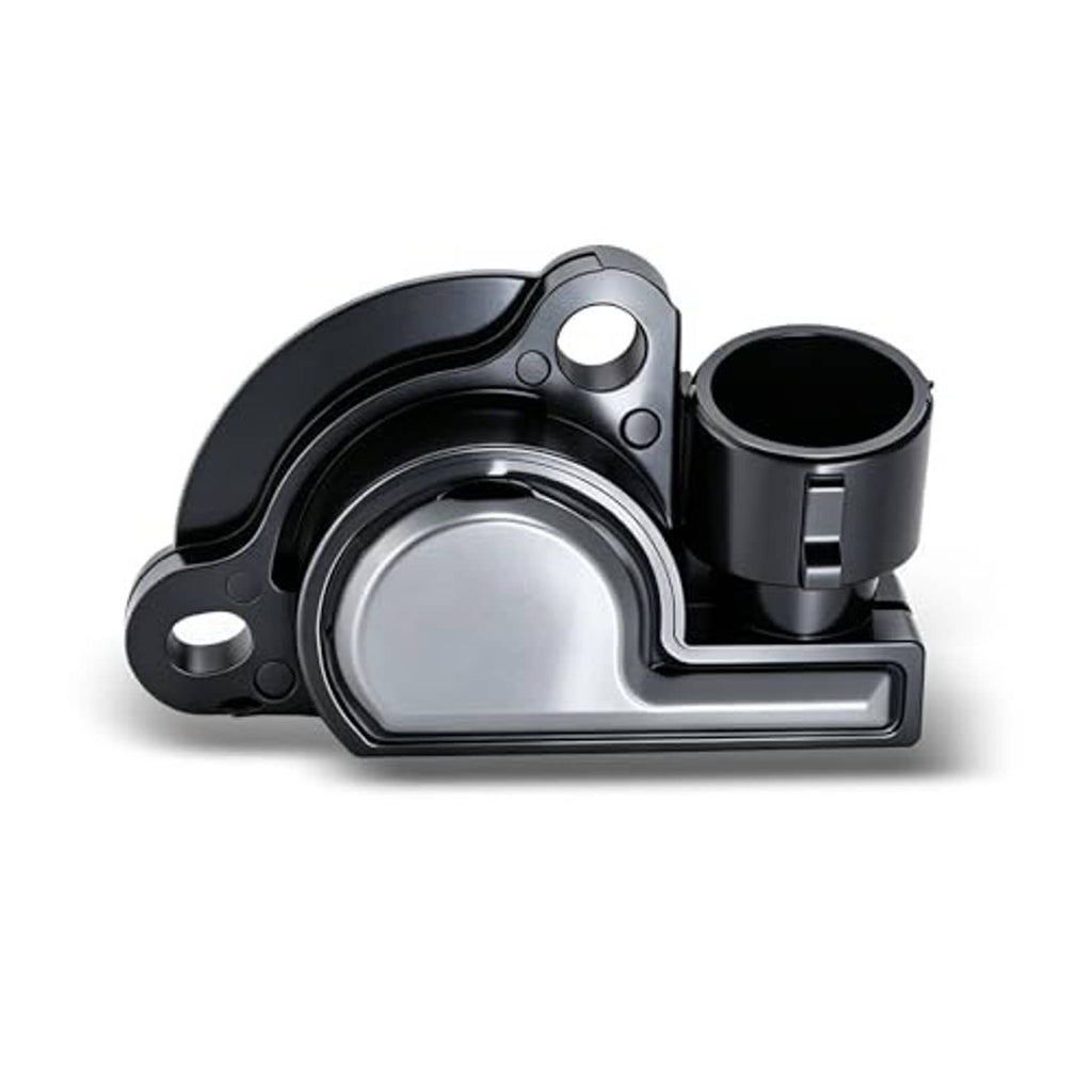 Throttle position sensor with black connector cup and silver circular sensor face.