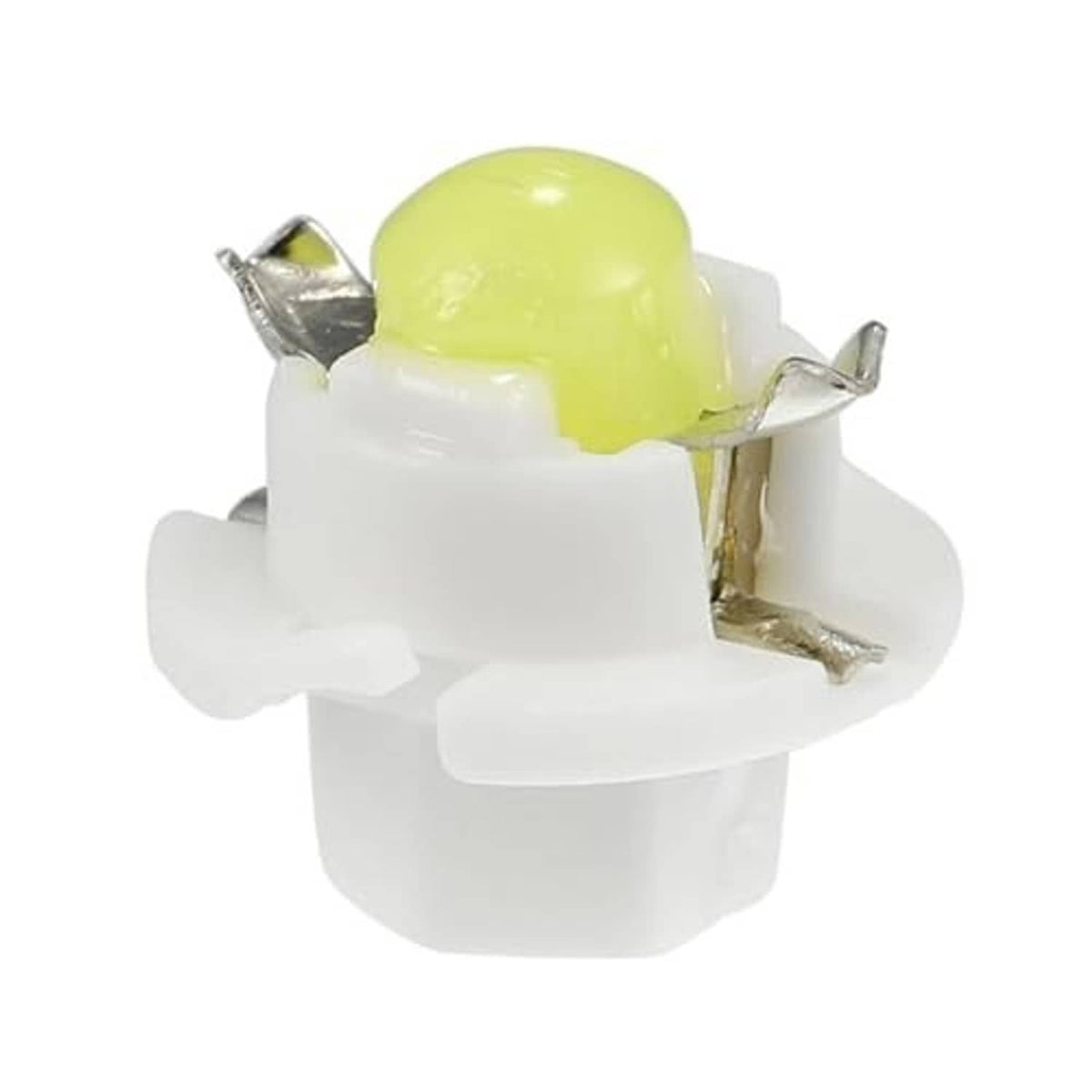 LED instrument gauge bulb angled view, yellow LED lens on white base