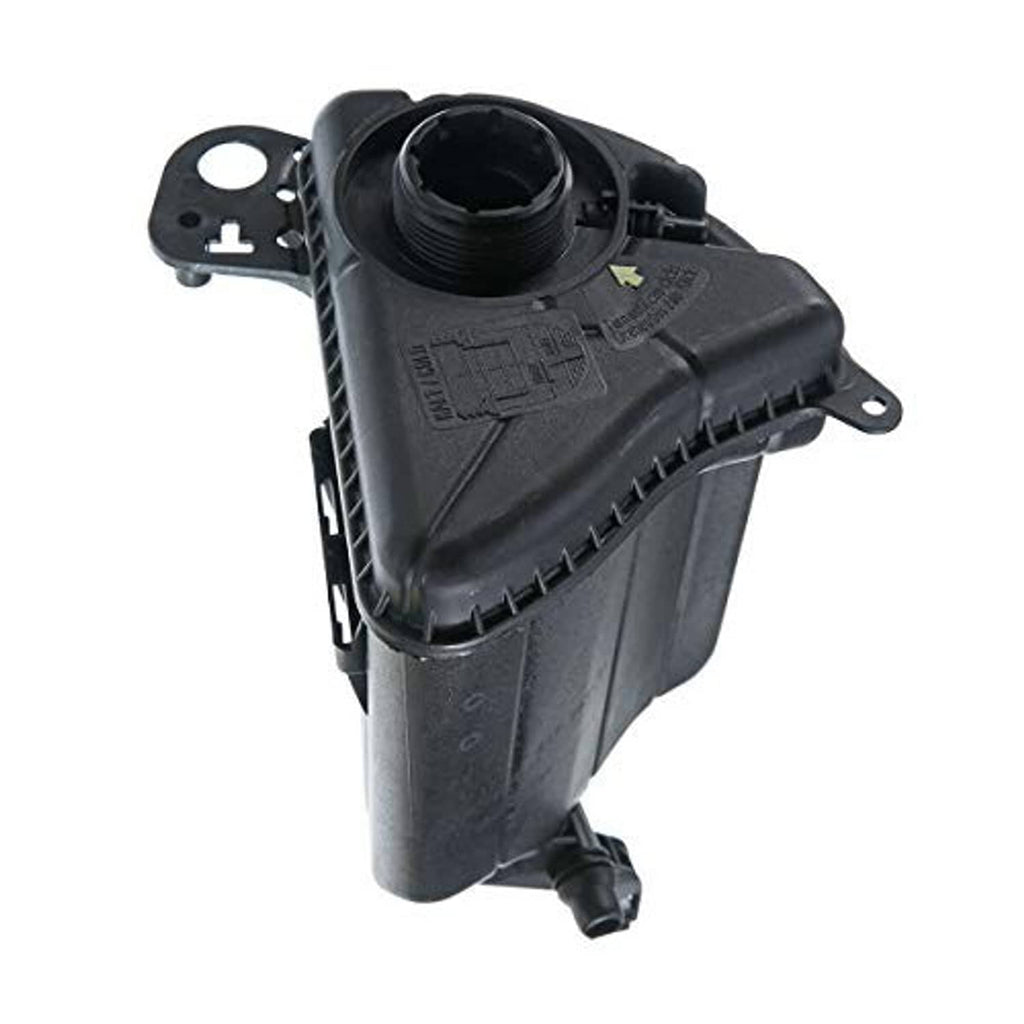 Engine coolant recovery overflow reservoir tank, black housing with threaded cap opening