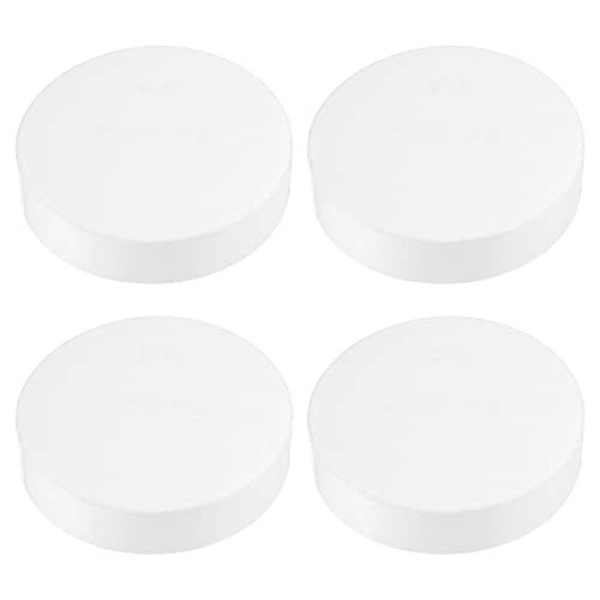 Four-pack of white PVC pipe end caps, round fitting plugs for covering pipe ends