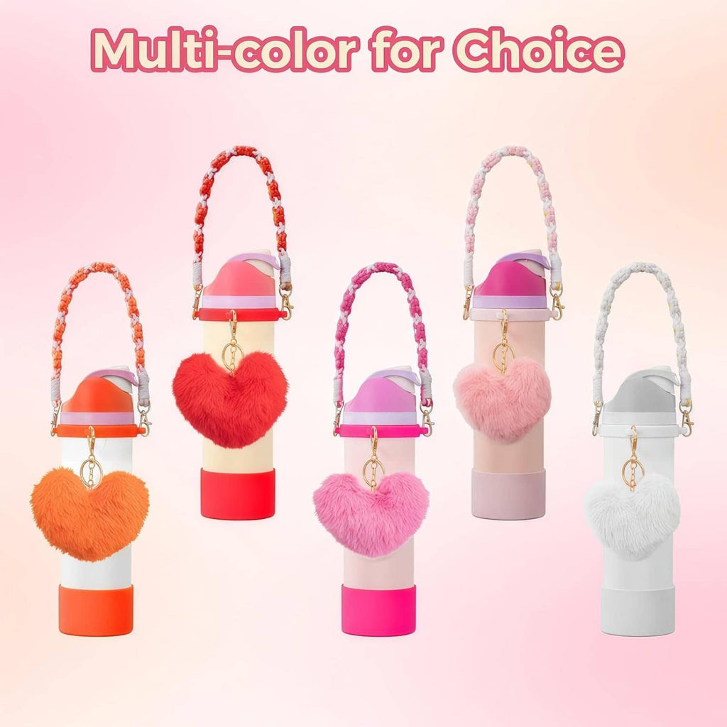 Owala Freesip 32oz multi-color accessory set with plush heart charms and braided straps