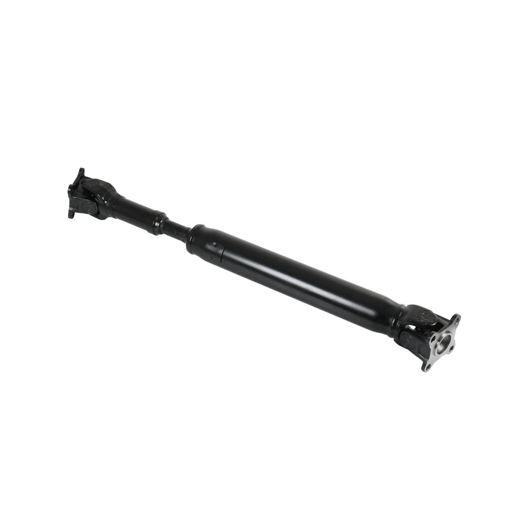 Front prop shaft assembly angled view, dark shaft with flange at one end