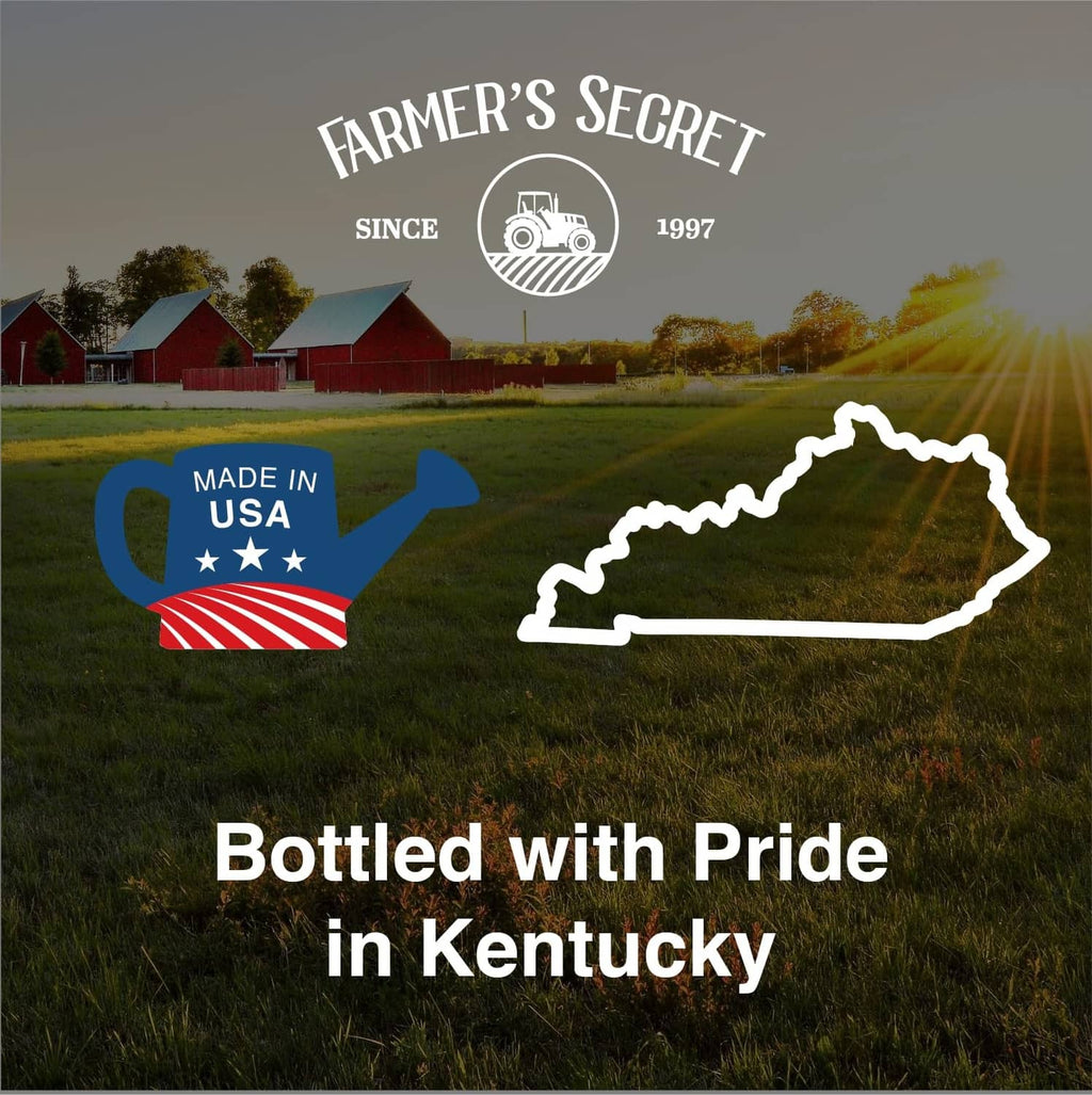 Fruit tree booster fertilizer label panel showing Kentucky and made in USA