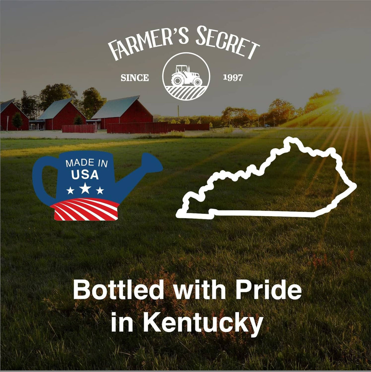 Fruit tree booster fertilizer label panel showing Kentucky and made in USA