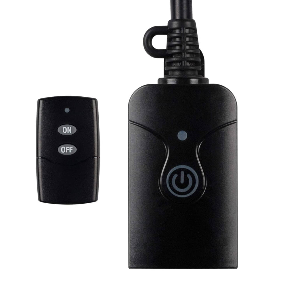 Black wireless outlet switch with ON/OFF remote control