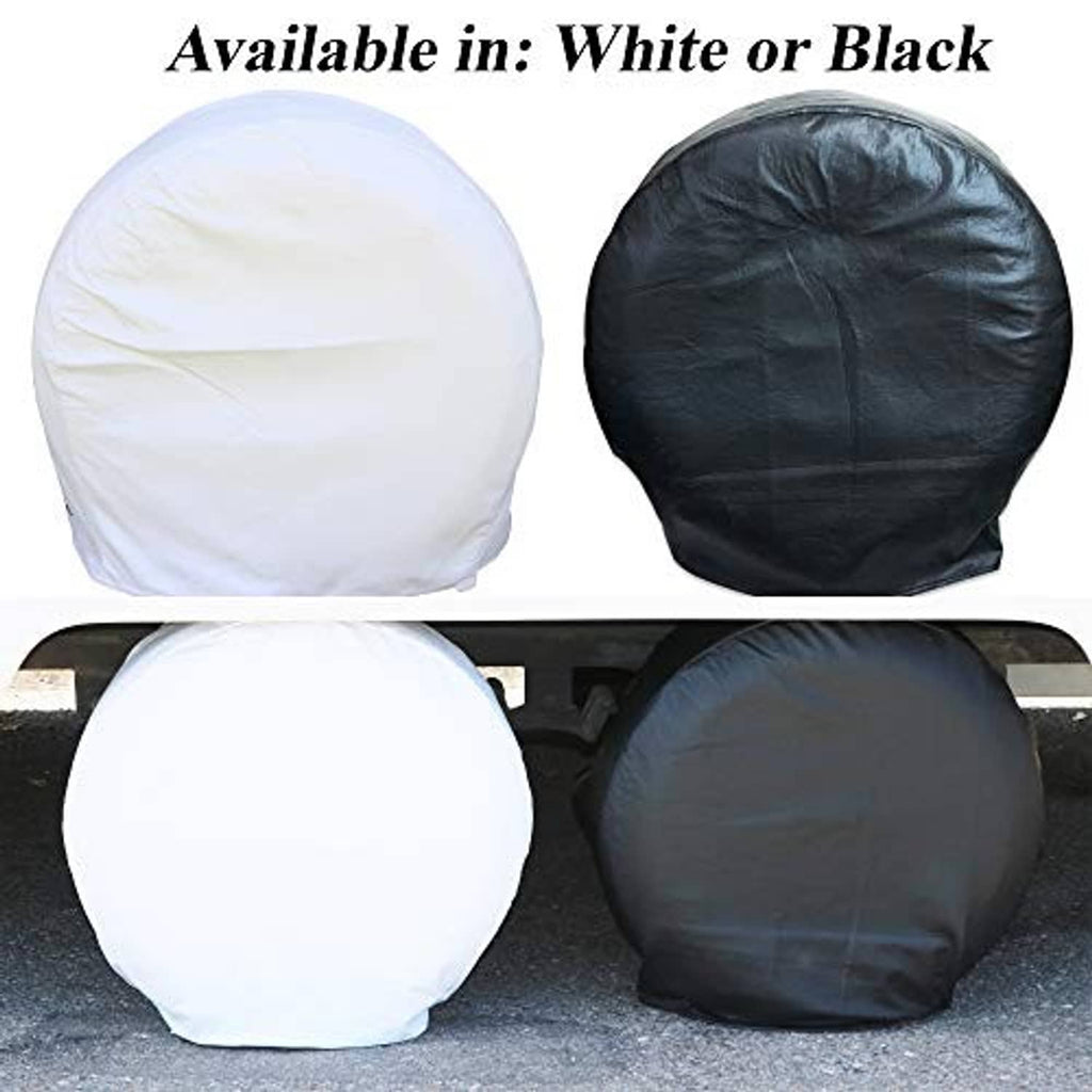 White and black RV wheel/tire covers, two domed covers each color shown