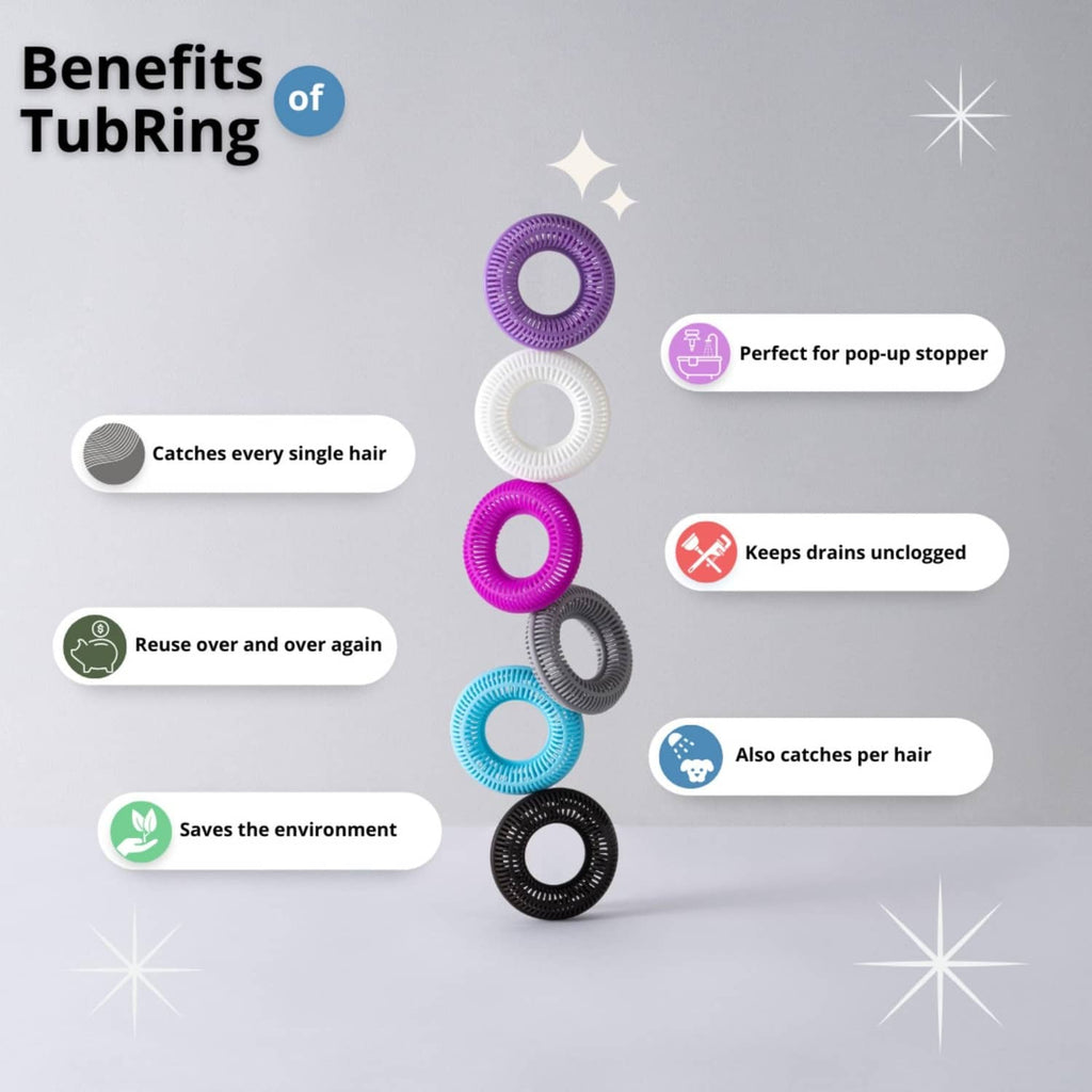 Stack of pop-up hair catcher rings in multiple colors, including sage green