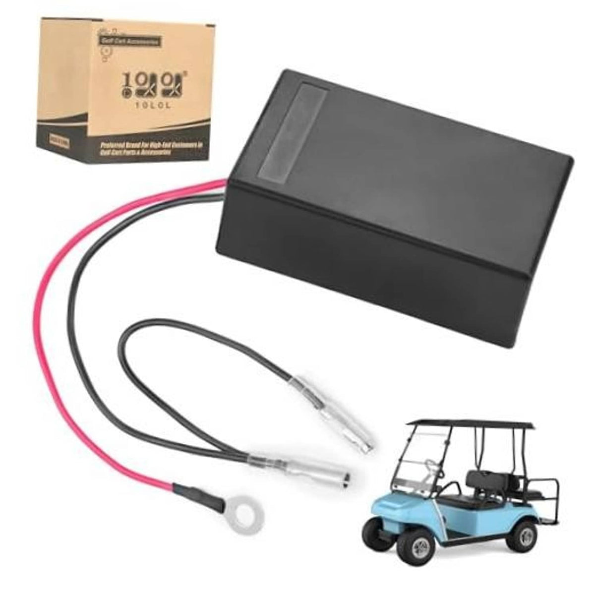 Black RPM rev limiter module with red and black wire harness and two connectors