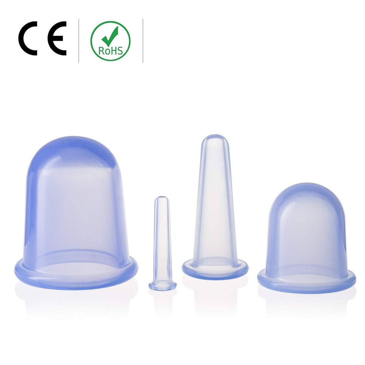 SanDine blue silicone cupping set with large, medium, and small suction cups and tubes