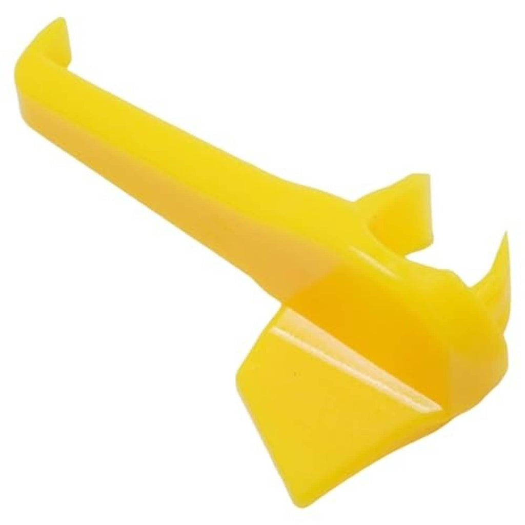 Yellow plastic wheel protector insert with claw for tire demount head