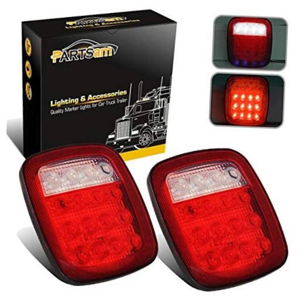 Two-pack square red LED stop/tail lights with clear top lens