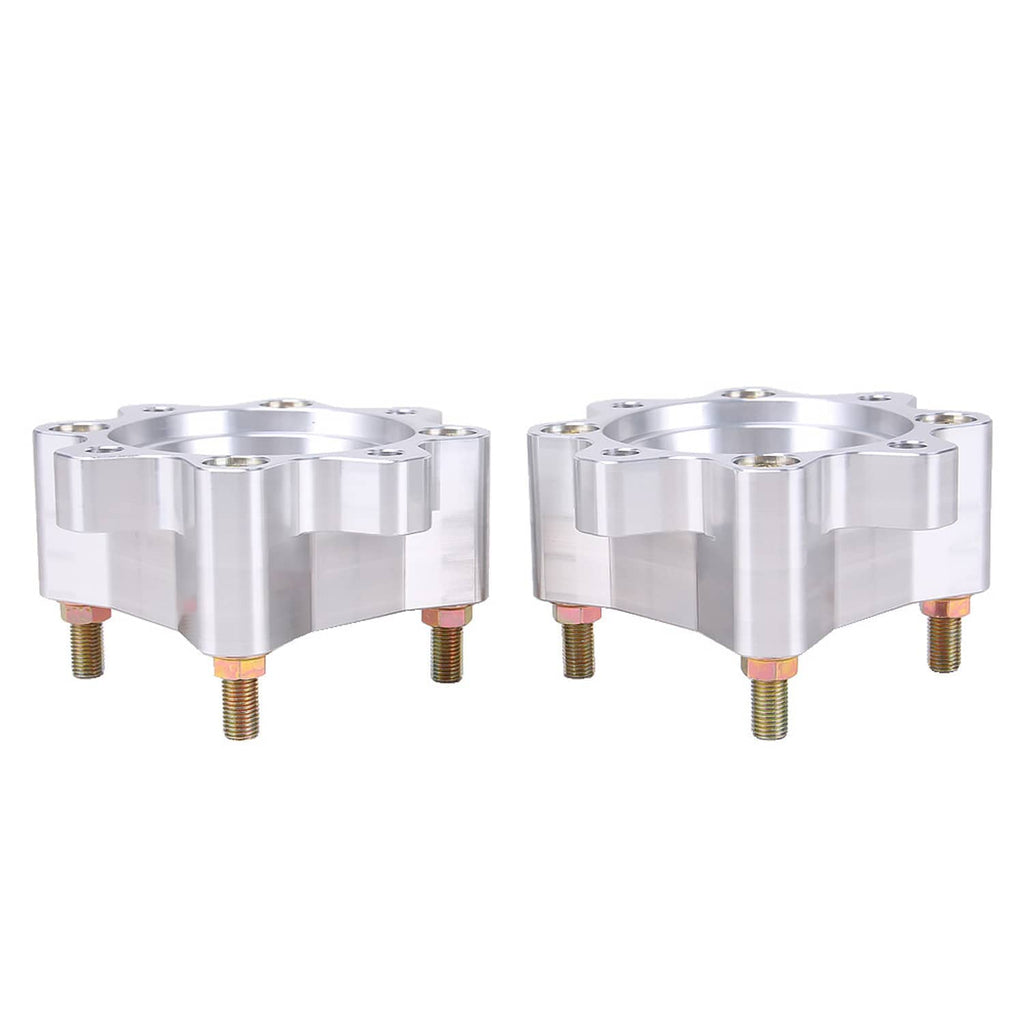 Rear wheel spacer pair, silver aluminum with threaded studs and center hole