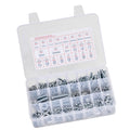 Assorted metric and imperial bolts with nuts in a clear plastic storage case
