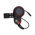 Electric scooter thumb throttle with round screen, mode button, and black wrist strap