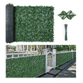 Artificial faux ivy fence screen panel with mesh backing and included tying accessories, green