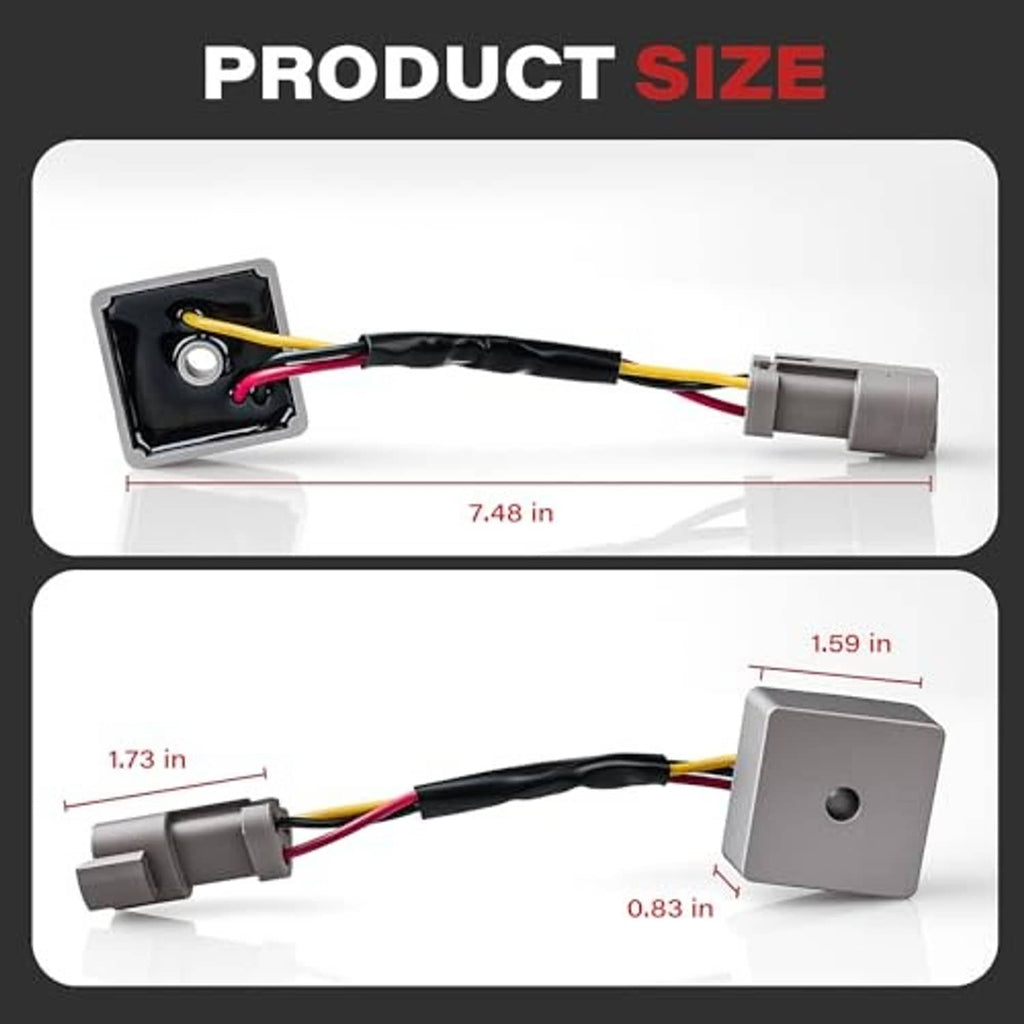 Voltage regulator rectifier with molded plug ends and insulated wire leads for fitment