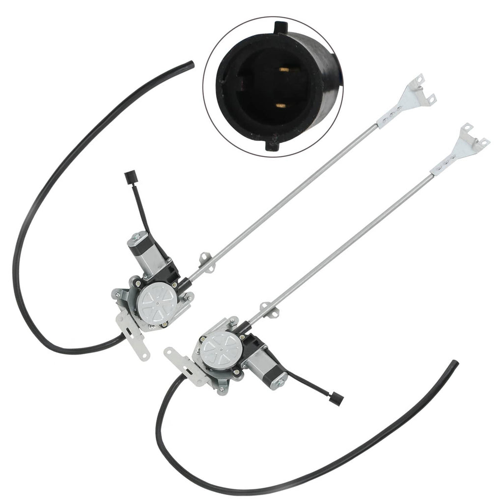 Front power window regulator set with motor and wiring harness