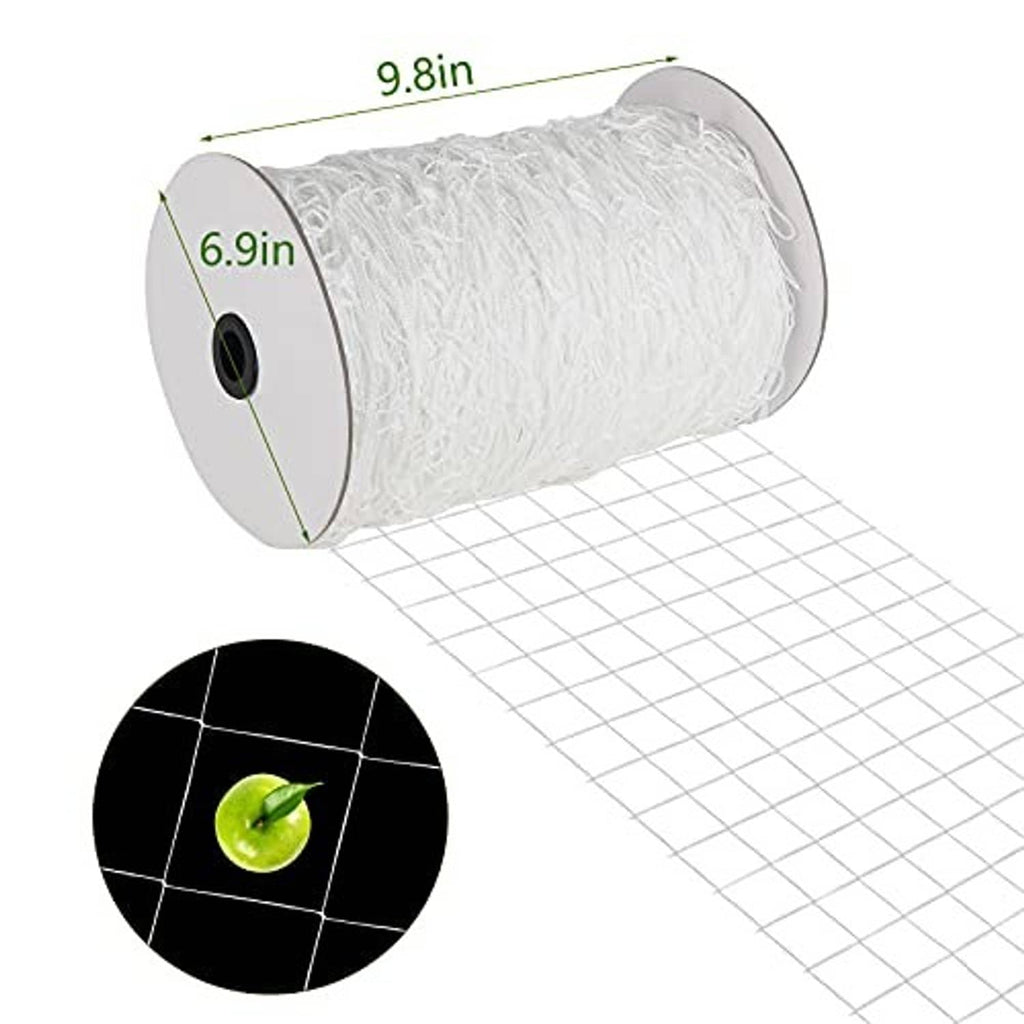 White nylon trellis netting roll with unrolled square mesh sheet