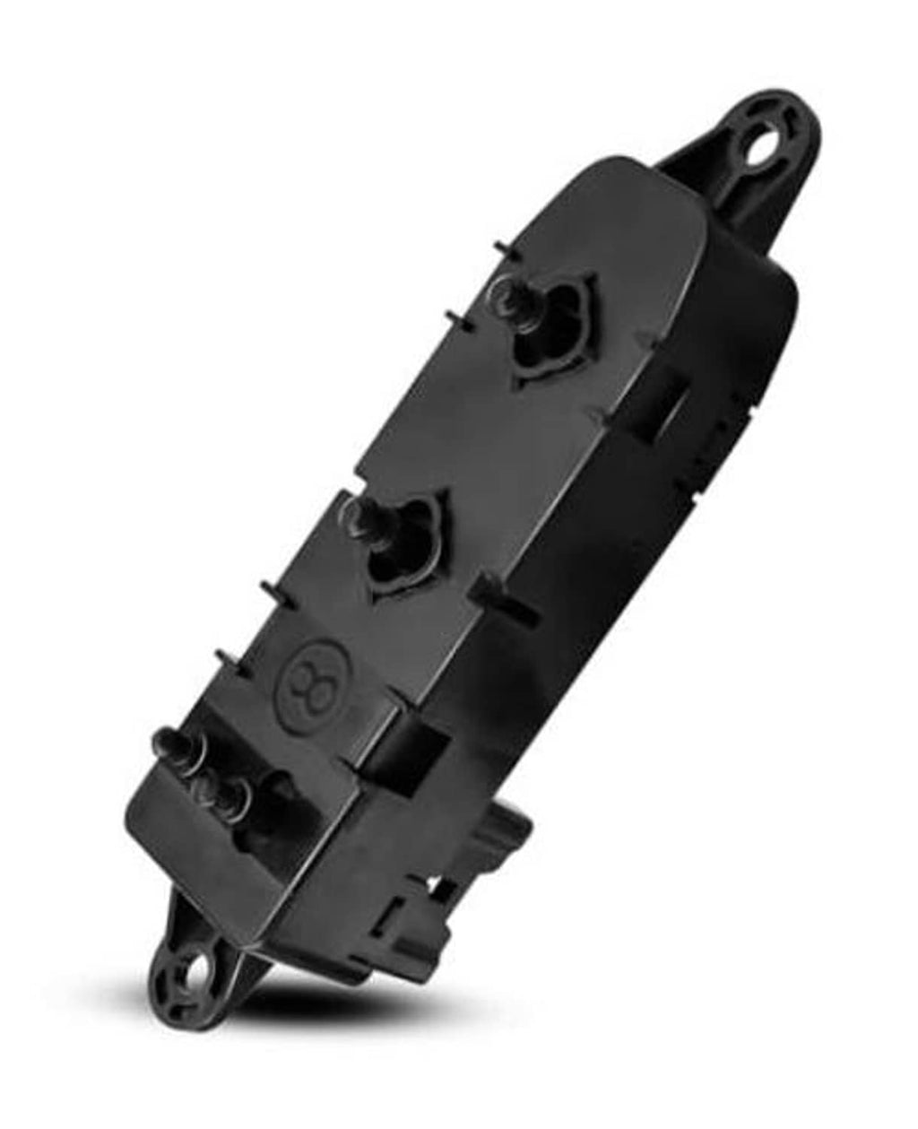 Black power seat control switch module with mounting holes and control buttons