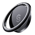 Black phone finger ring holder stand with glossy metal ring and base