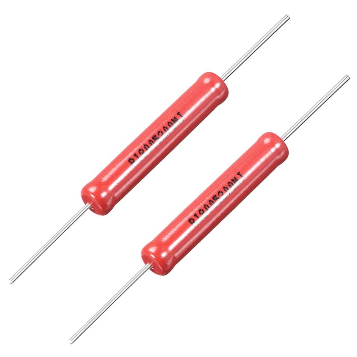 Red axial high-voltage glass glaze film resistors with leads, 2-pack
