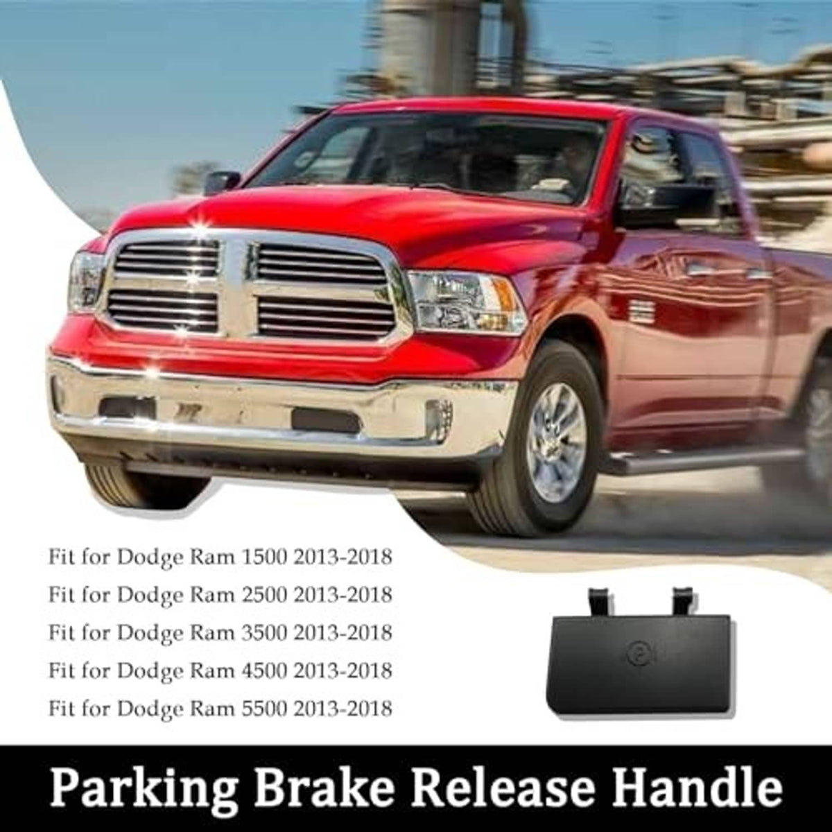Black parking brake release handle cover with two mounting clips