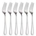 Stainless steel salad fork set of 6, 7-inch flatware with 3 tines and curved handle