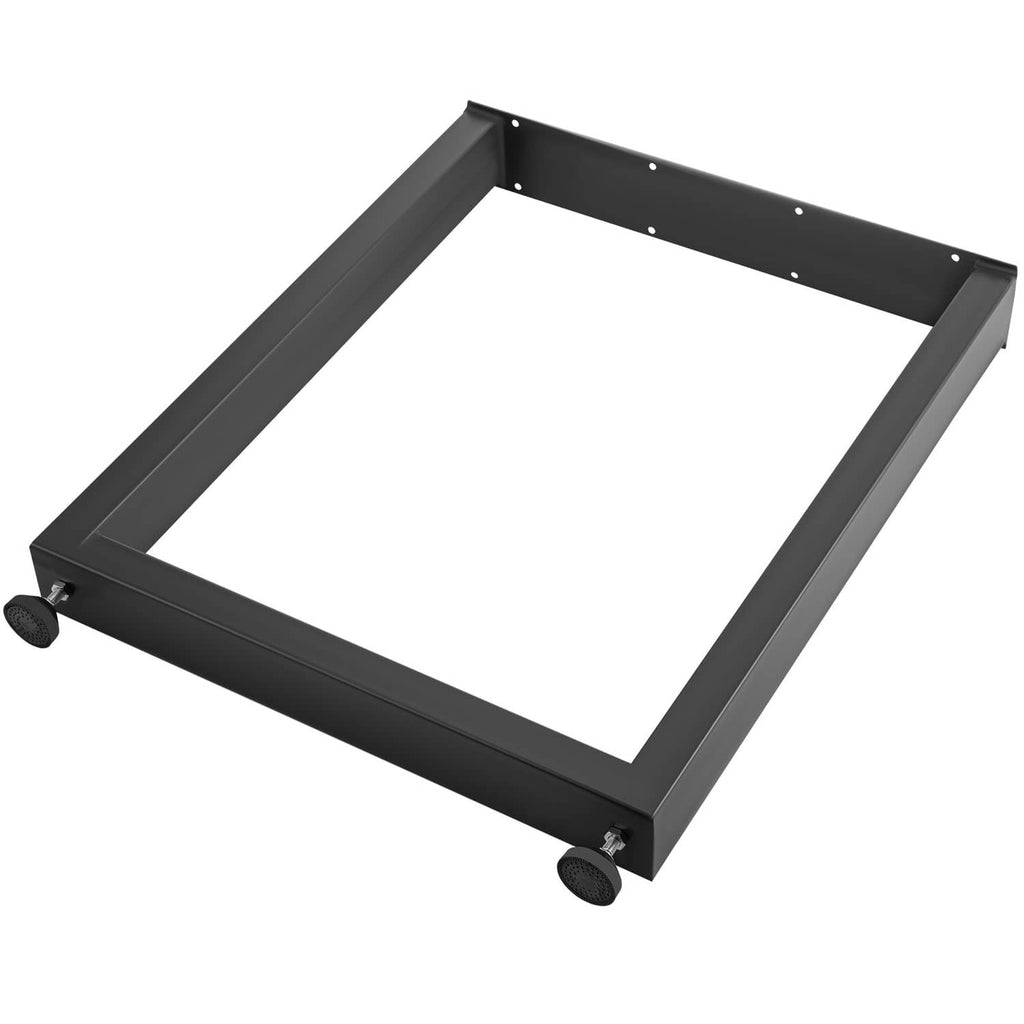 Black metal table legs frame base with four leveling feet and drilled mounting holes