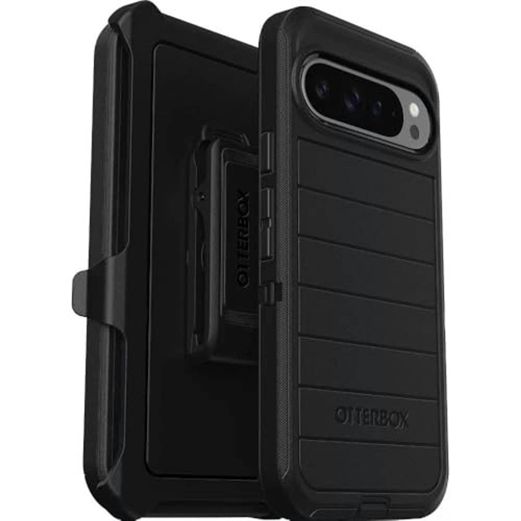 Black OtterBox Defender rugged case for Pixel 9 Pro XL, textured grip back