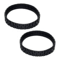 Pair of black rubber pool cleaner tracks with raised tread blocks