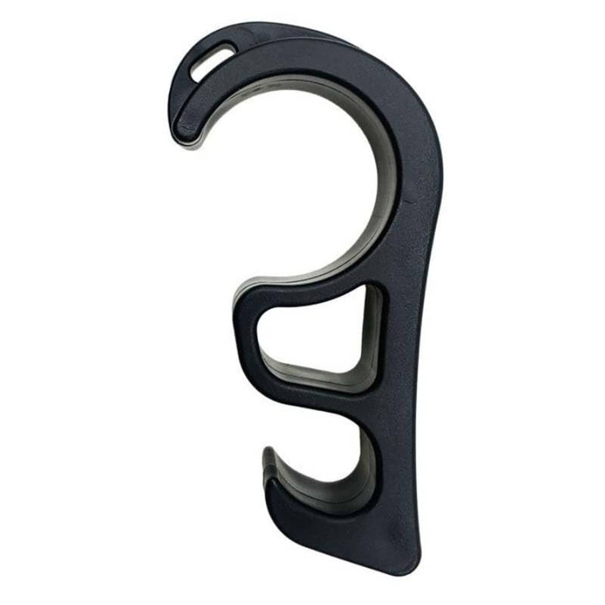 Black parking brake lock holder with curved hook and hanging hole