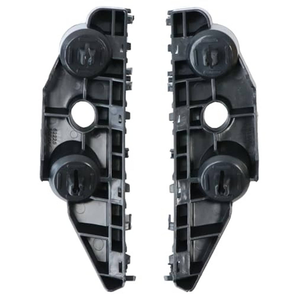 Rear side of front bumper brackets, black plastic with latch openings and mounting points