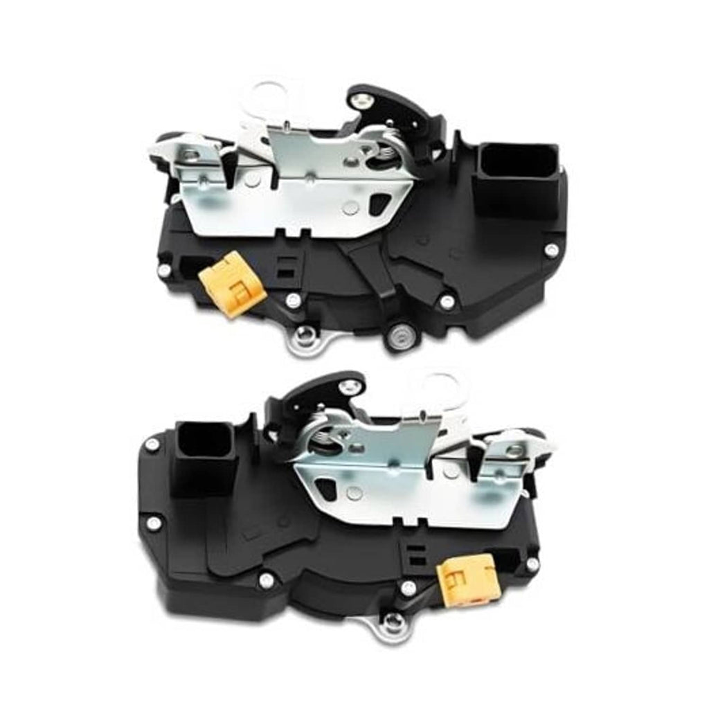Front door lock actuator set with two black housings and orange electrical connectors