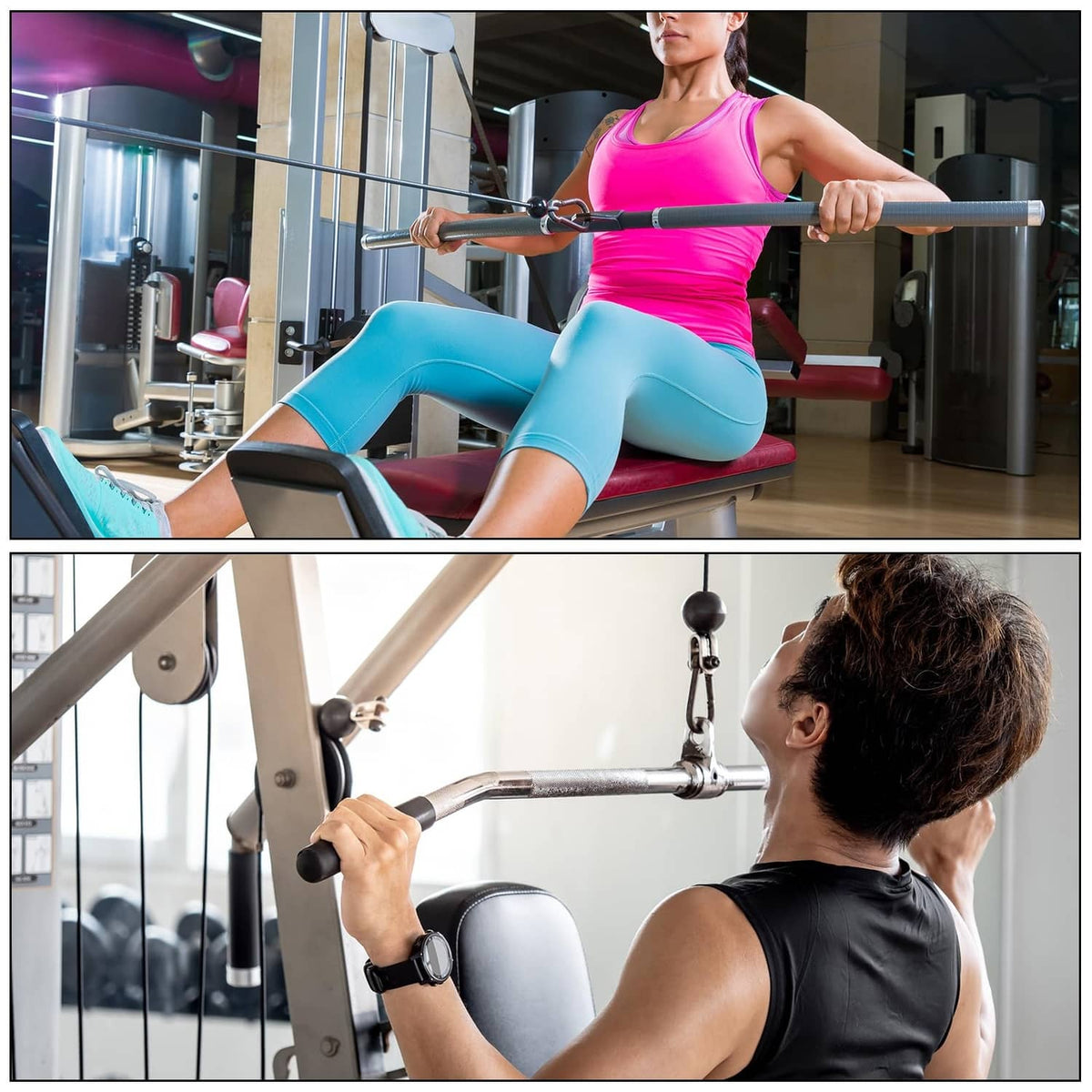 Cable ball stopper secured on a workout machine cable end