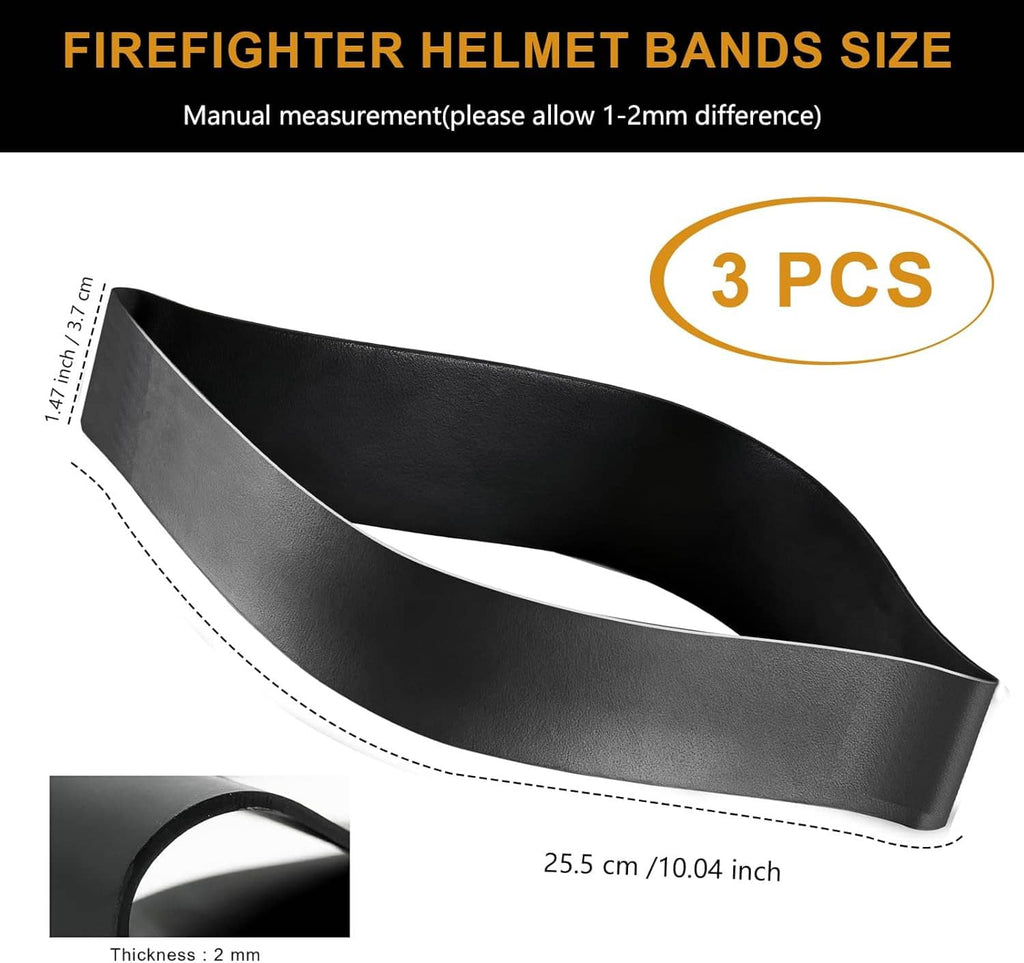 Black rubber helmet strap band set, 3 pieces with 25.5 cm length shown