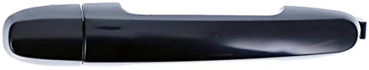 Primed black exterior door handle with curved lever and recessed mounting edge