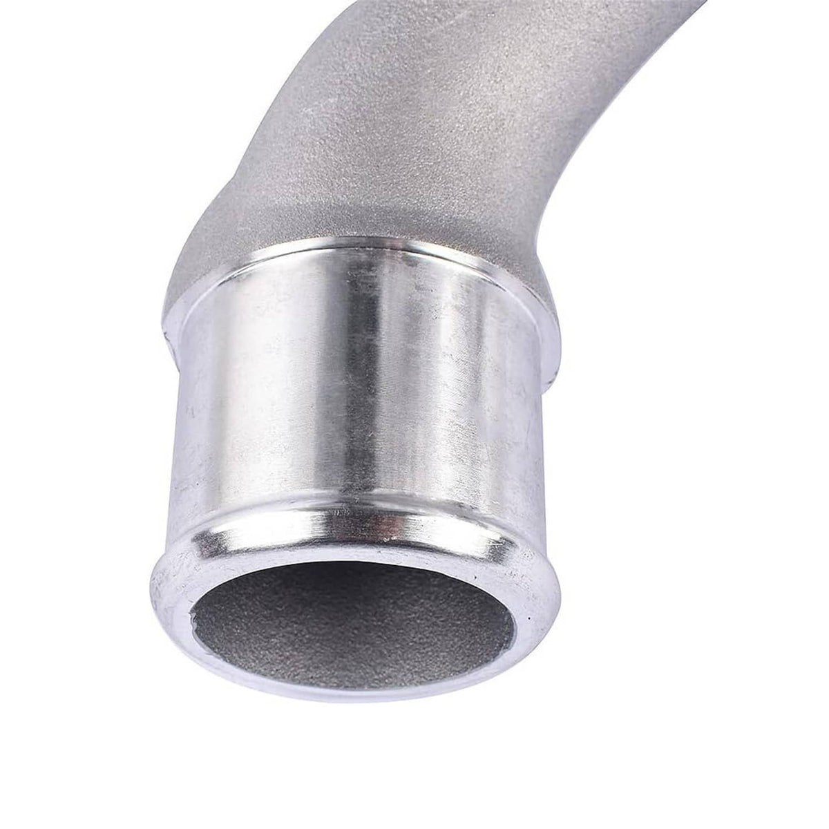 Turbocharger outlet end with metallic flange collar and smooth pipe opening