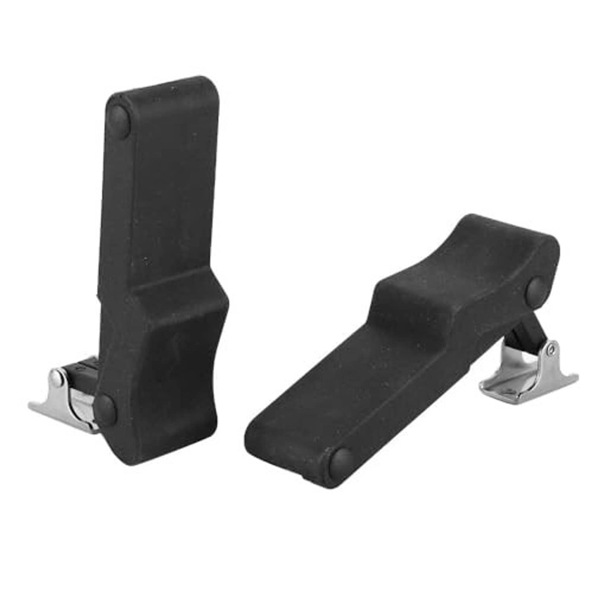 Black rubber latch pair with side metal mounting brackets