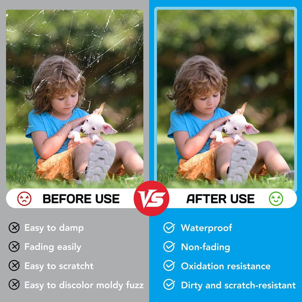 Clear laminating sheet before-and-after use, waterproof and anti-fade protection