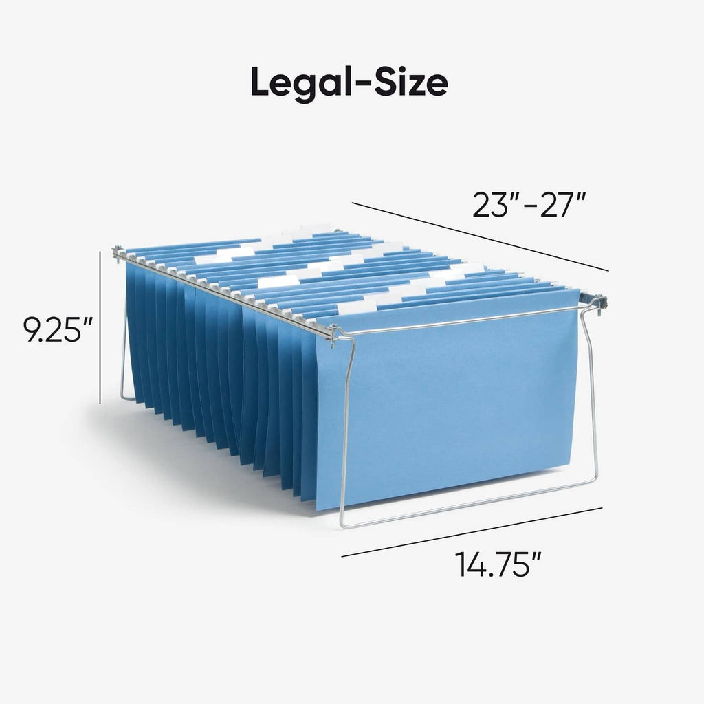 Legal-size hanging file folder frames, gray adjustable depth, 2 count
